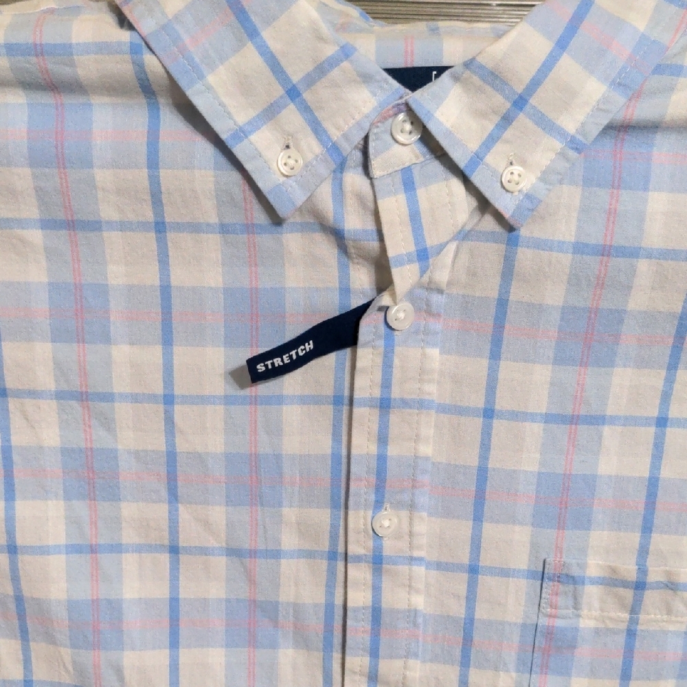 George Light Blue and White Plaid Button-Down Shirt - Picture 4 of 5
